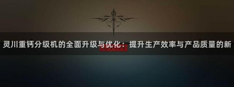 威九国际女艺人：灵川重钙分级机的全面升级与优化：提升生产效率